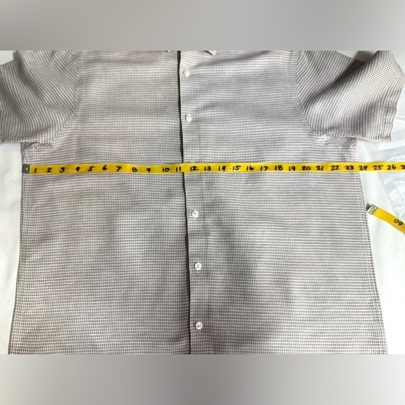 HART SCHAFFNER MARX Men’s tan and white check short sleeve shirt size L. - Picture 11 of 12